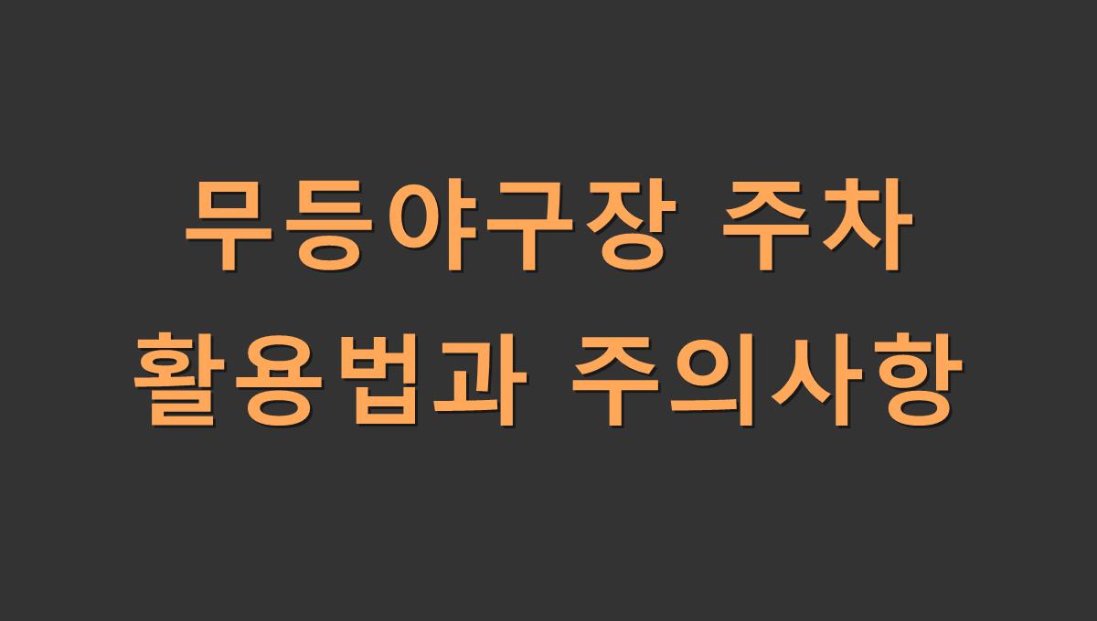 무등야구장 주차 활용법과 주의사항