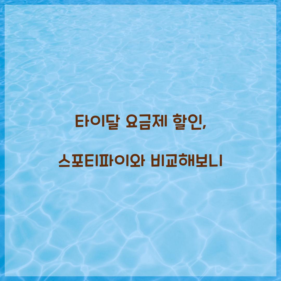 타이달 요금제 할인