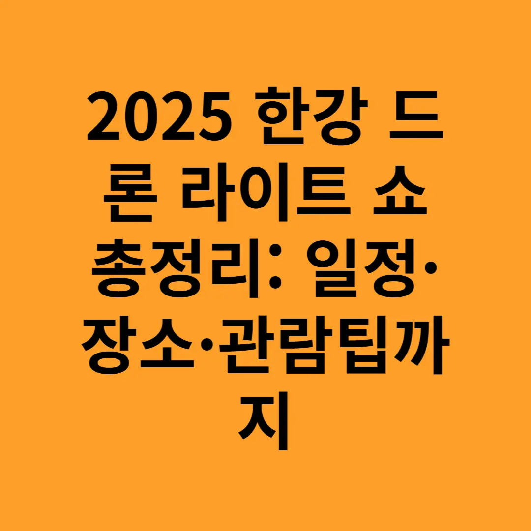 2025 한강 드론 라이트 쇼 총정리 일정·장소·관람팁까지