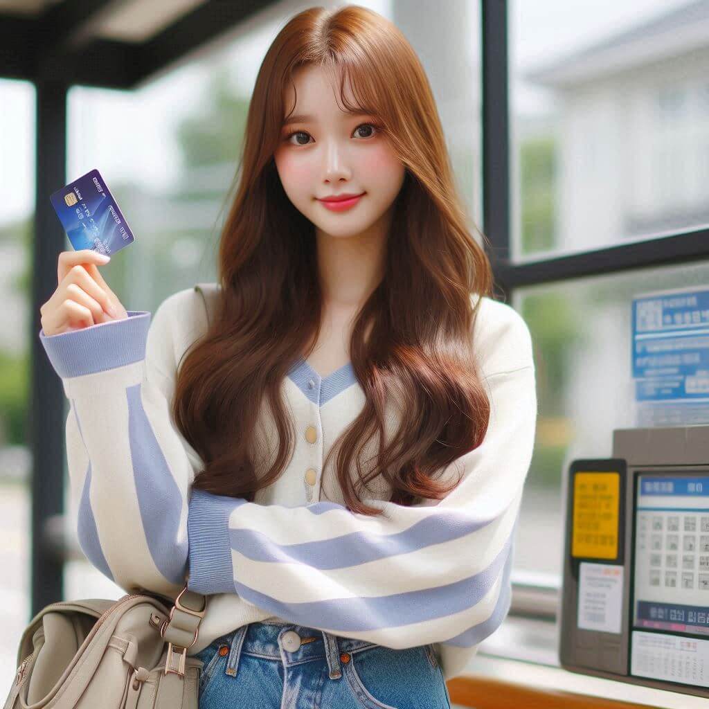 카드들고읶는 여대생