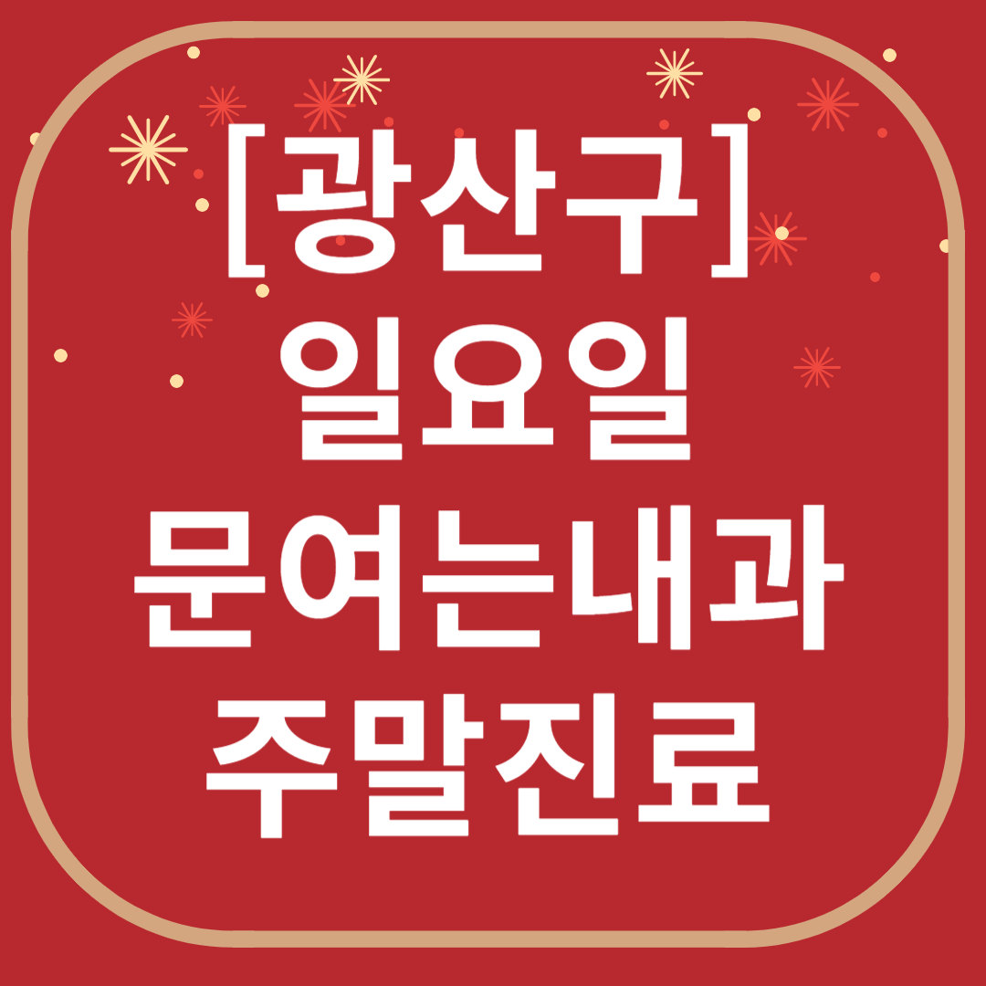 광주 광산구 일요일 문 여는 내과 리스트 ❘ 토요일 주말 야간진료 병원 찾기
