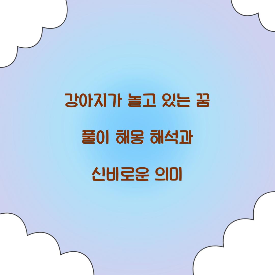 강아지가 놀고 있는 꿈 풀이 해몽 해석