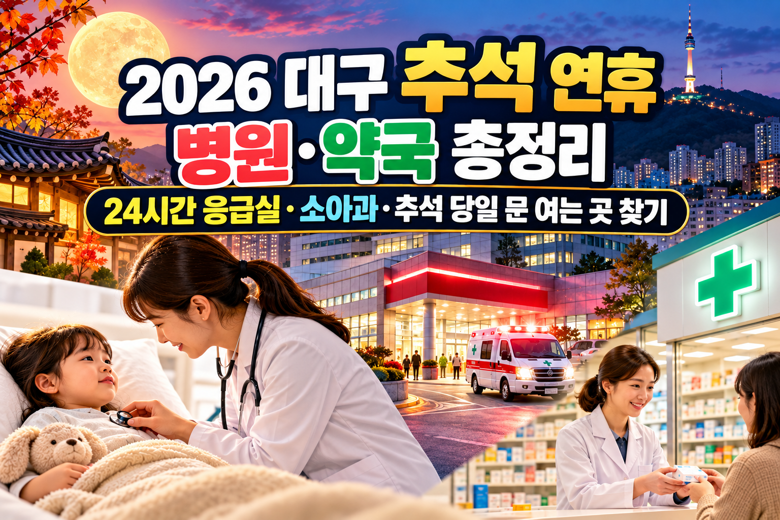2026 대구 추석 연휴 병원·약국 총정리|24시간 응급실·소아과·추석 당일 문 여는 곳 찾기 관련 사진