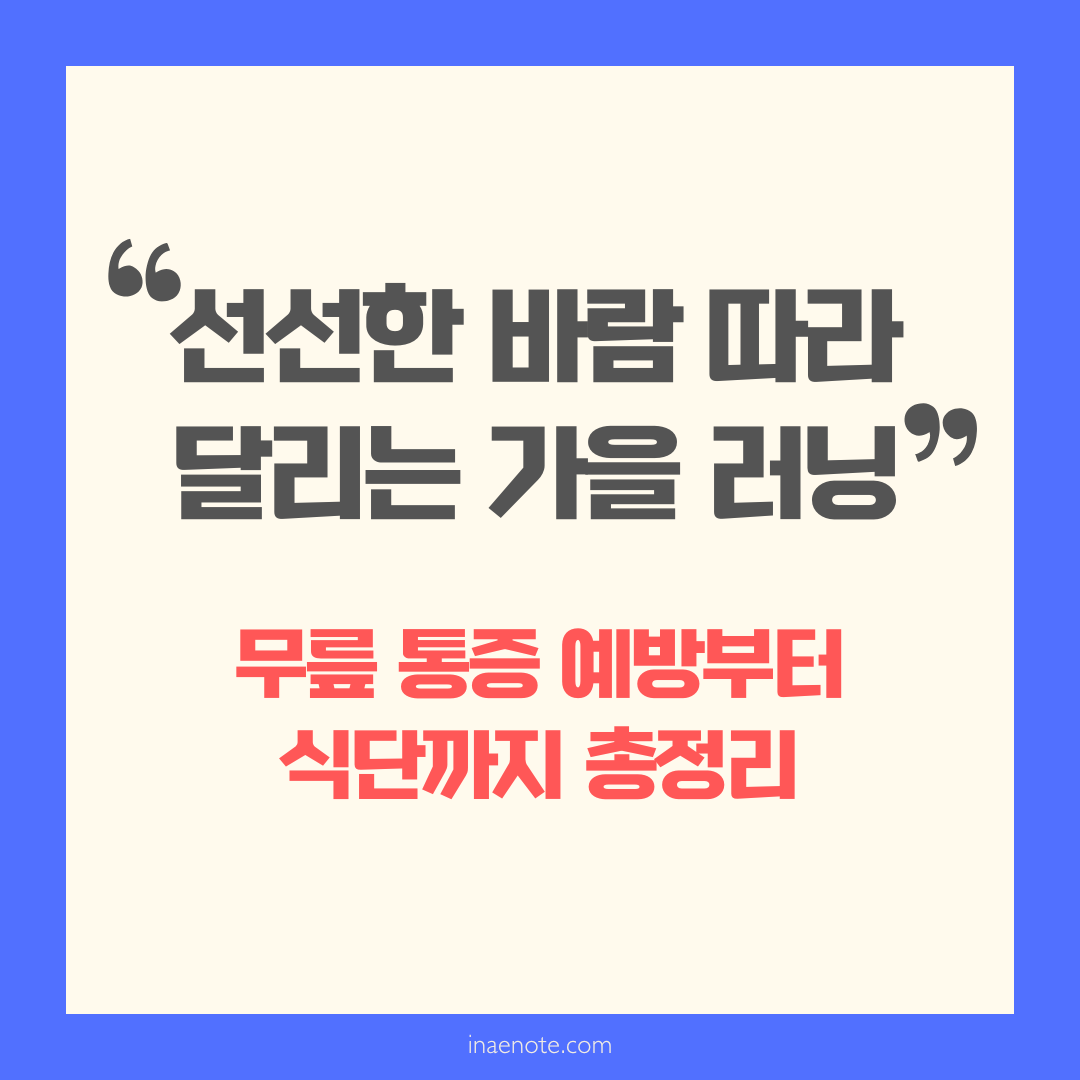 선선한 바람 따라 달리는 가을 러닝 ❘ 무릎 통증 예방부터식단까지 총정리