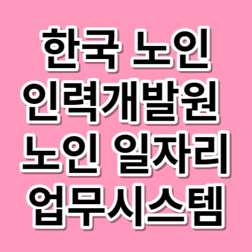 한국노인인력개발원 노인일자리업무시스템