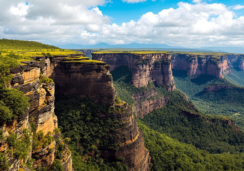 베네수엘라의 테푸이 산맥의 꼭대기 절벽