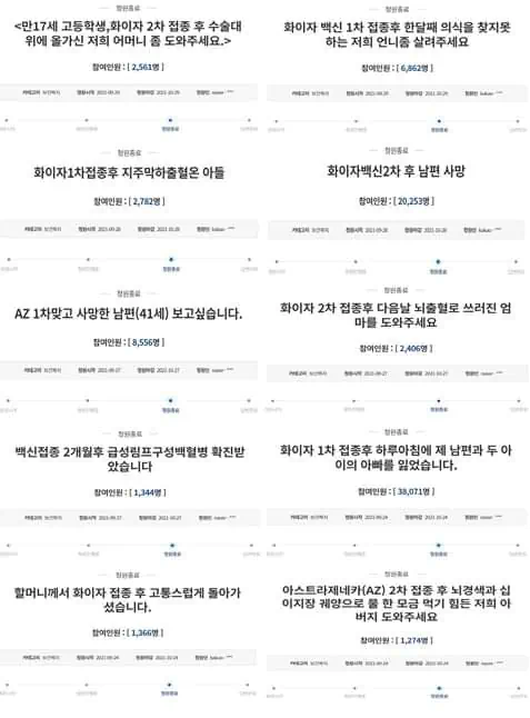 코로나 백신 부작용 청와대 청원