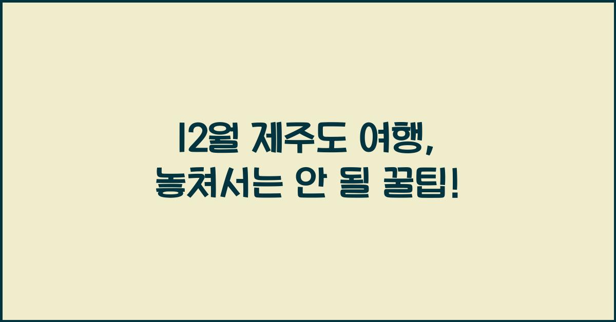 12월 제주도 여행