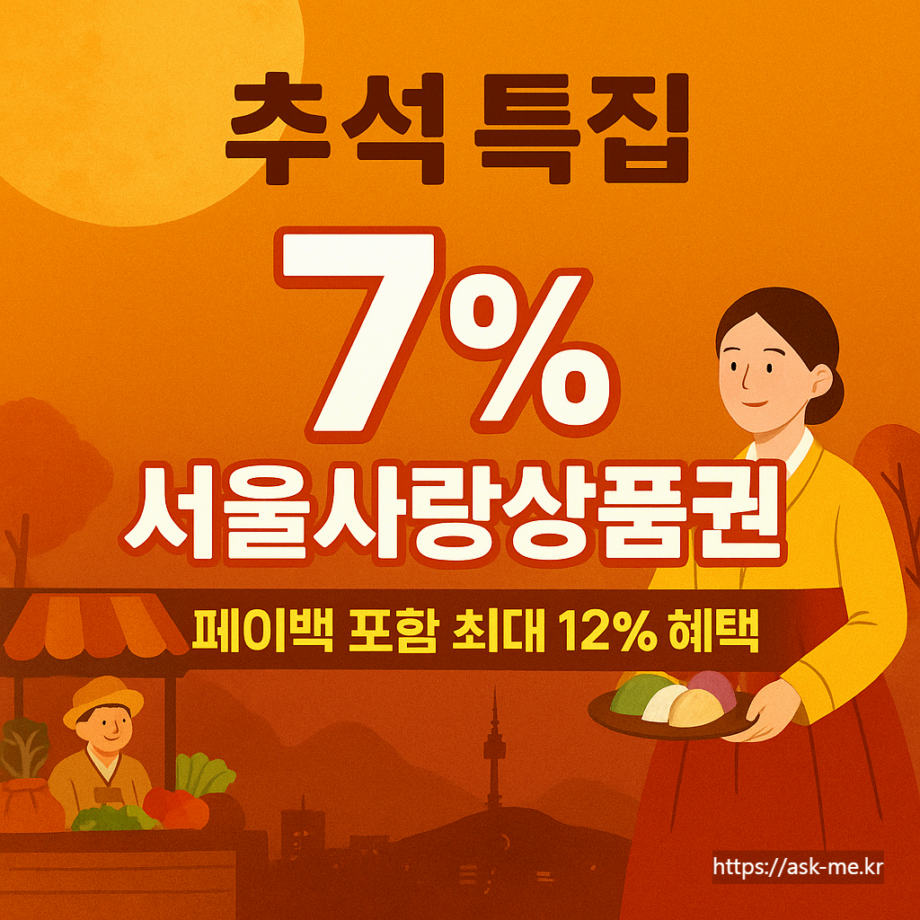 2025년 추석 특집 ❘ 서울사랑상품권 7% 확대 발행, 최대 12% 혜택 총정리