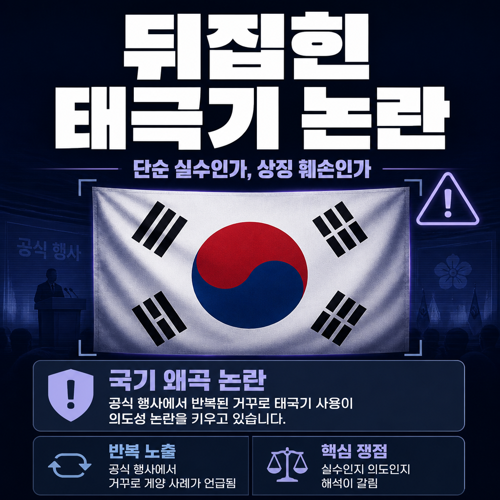 뒤집힌 태극기 논란