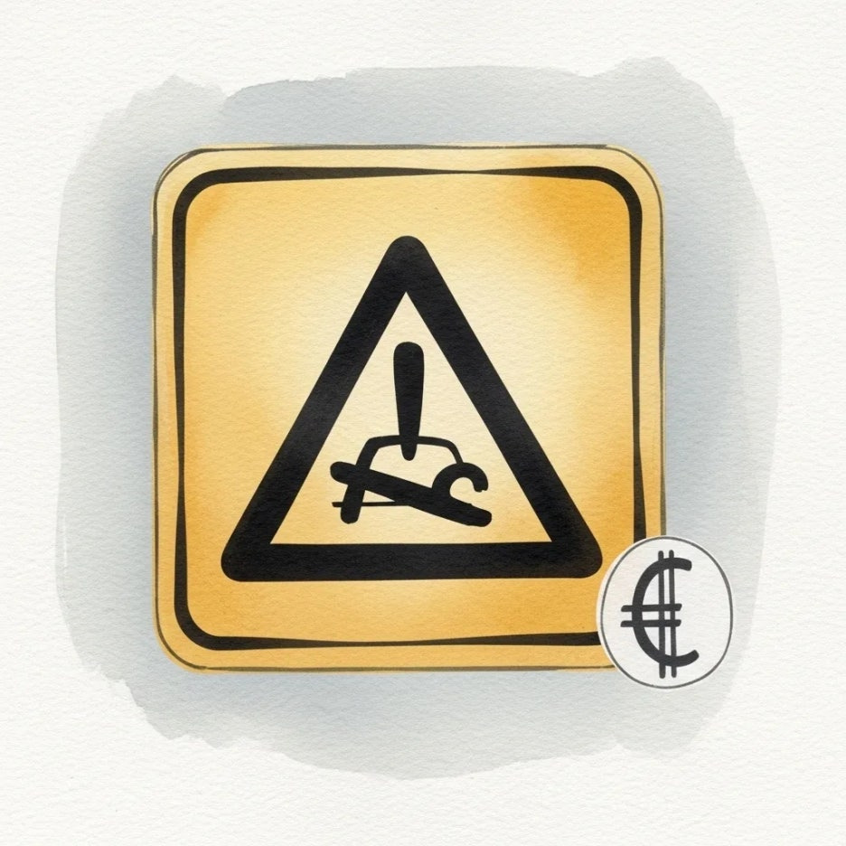 경고 표지판과 벌금 상징