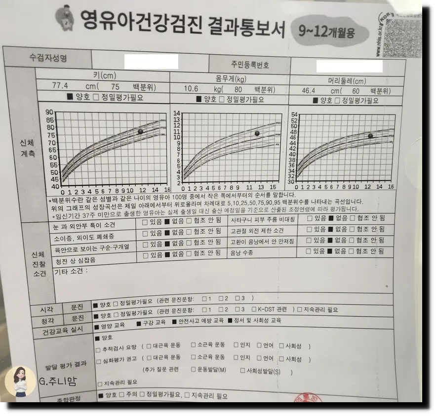 엠블병원-영유아검진-결과지