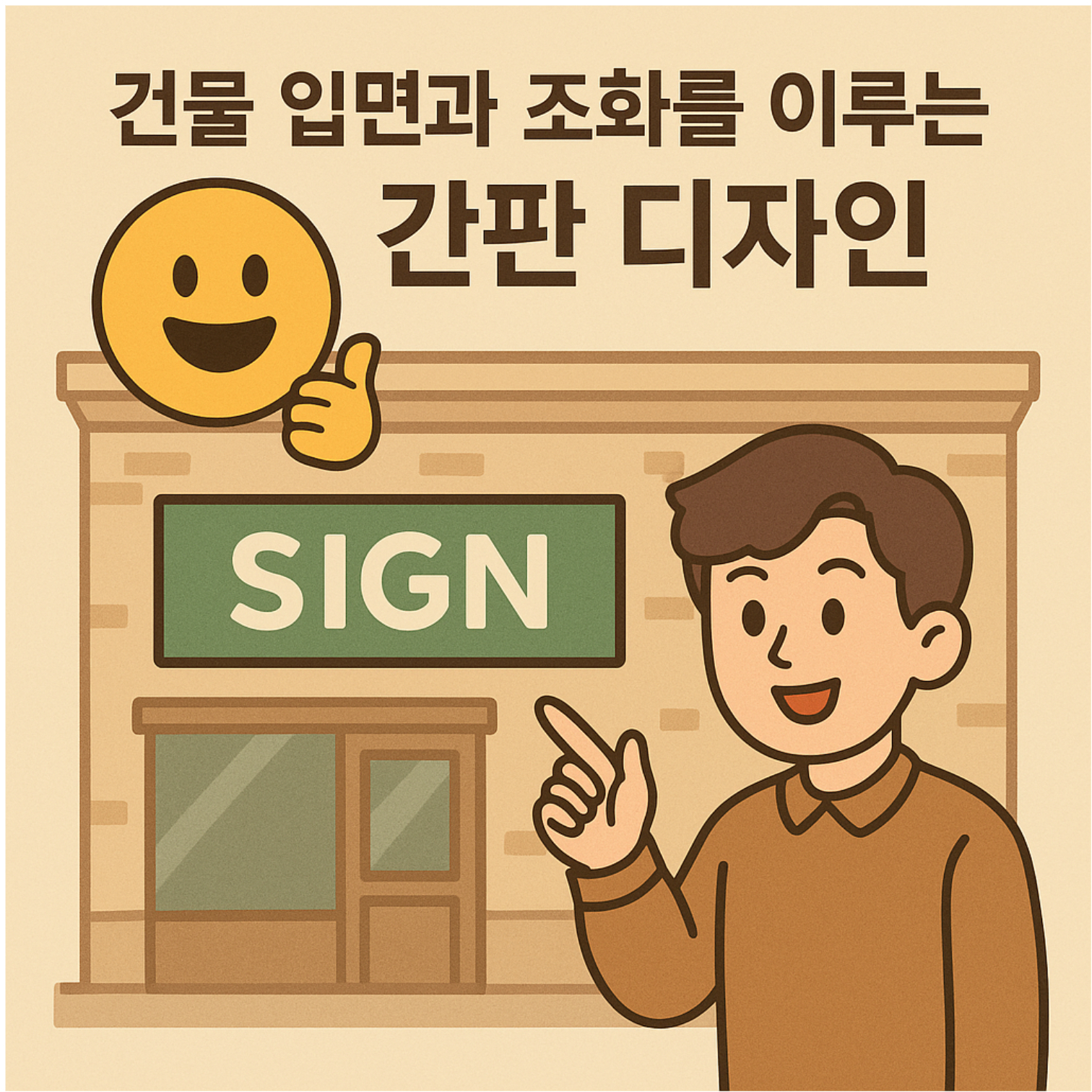 건물 입면과 조화를 이루는 간판 디자인