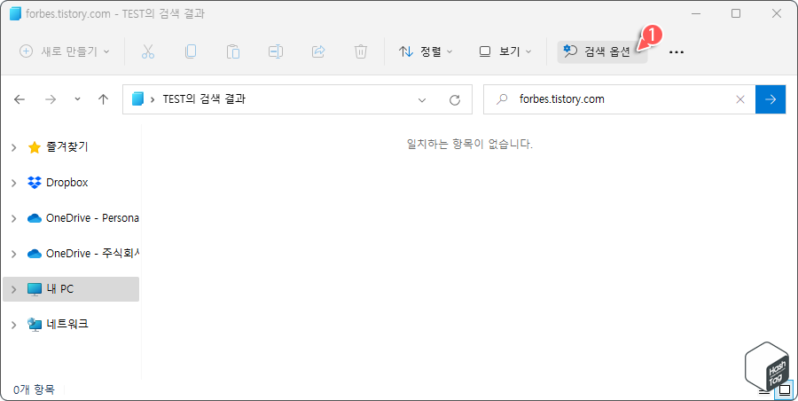 Windows 11 폴더에서는 "검색 옵션" 사용 가능