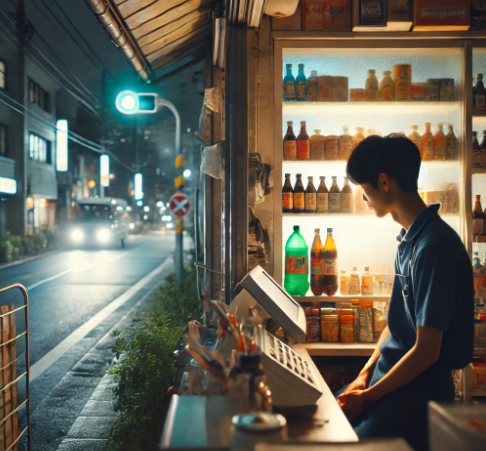 저녁 에 한적한 곳에서 카운터 일하는 사진