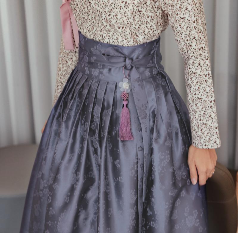 생활한복 허리치마 도화양단 그레이퍼플