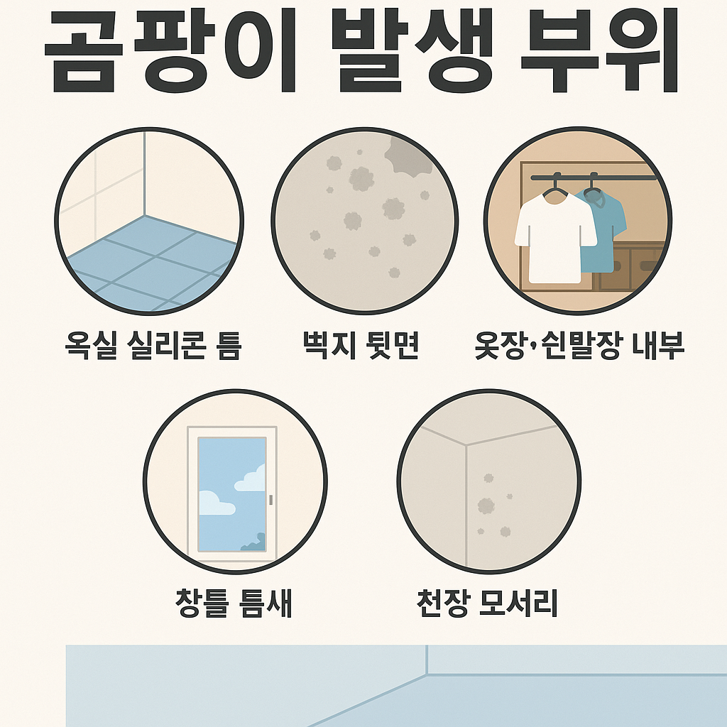 장마철 곰팡이의 주요 번식 장소