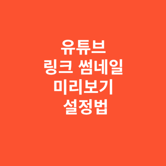 유튜브 링크 썸네일 미리보기 설정법 정리