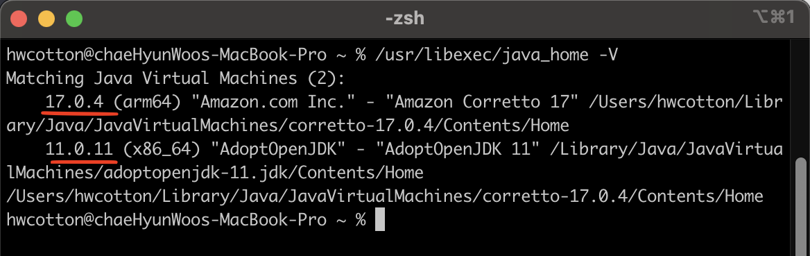 맥에서 jdk 변경하기