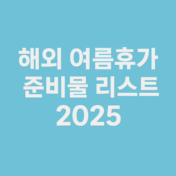 2025 해외 여름휴가 준비물 리스트 총정리! 놓치면 후회하는 준비 꿀팁