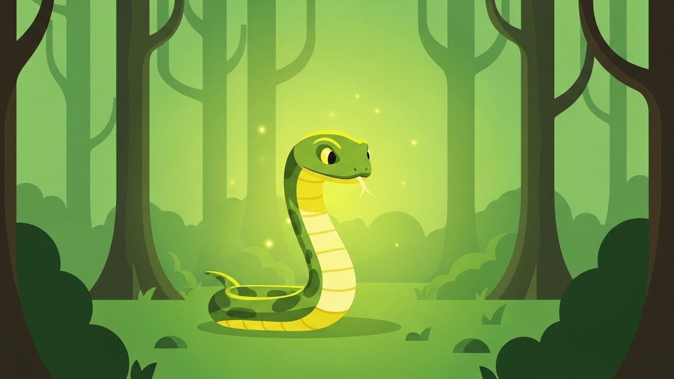 내면의 빛을 발산하며 명상하는 뱀띠 캐릭터 일러스트