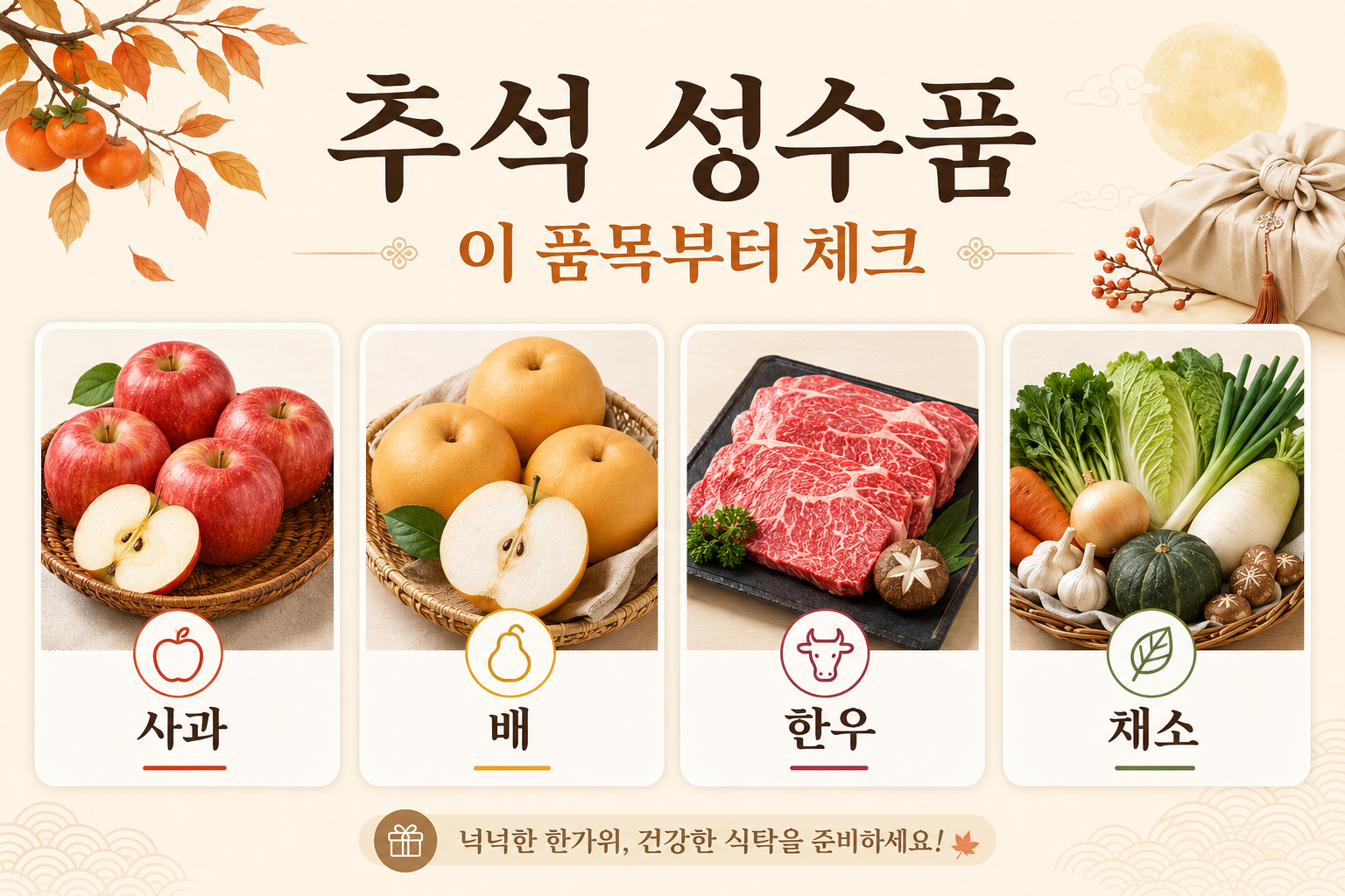 2026 추석 성수품 사과 배 한우 채소 가격 확인 이미지