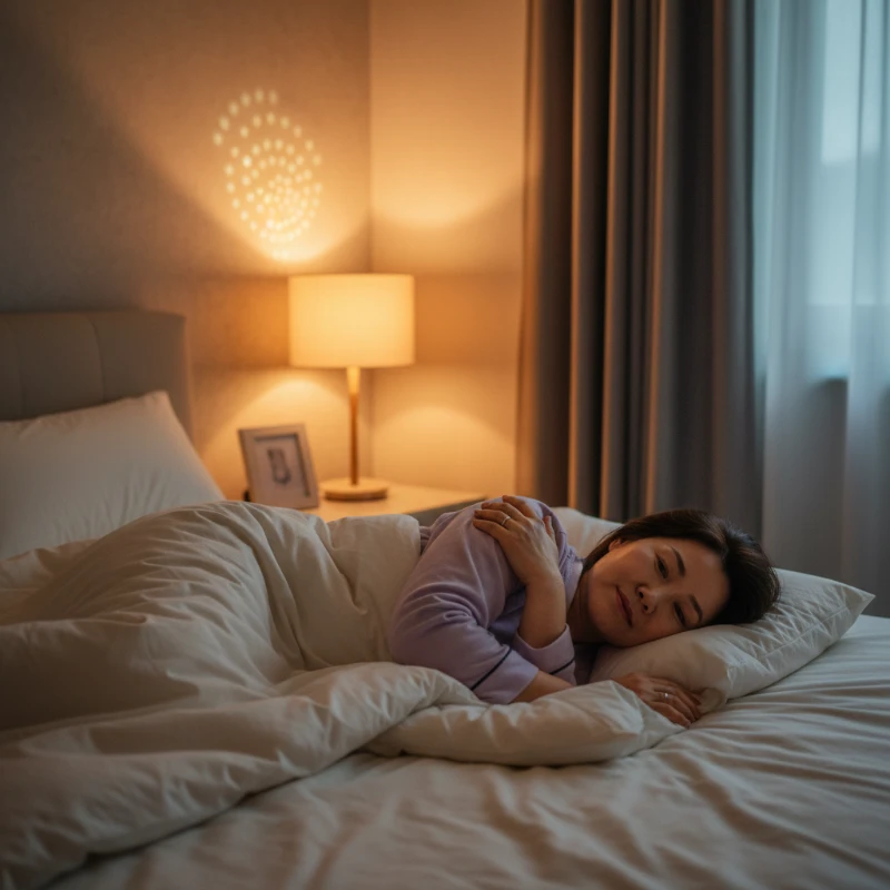 오십견 야간통 없이 편안하게 잠든 50대 한국 여성의 평화로운 모습