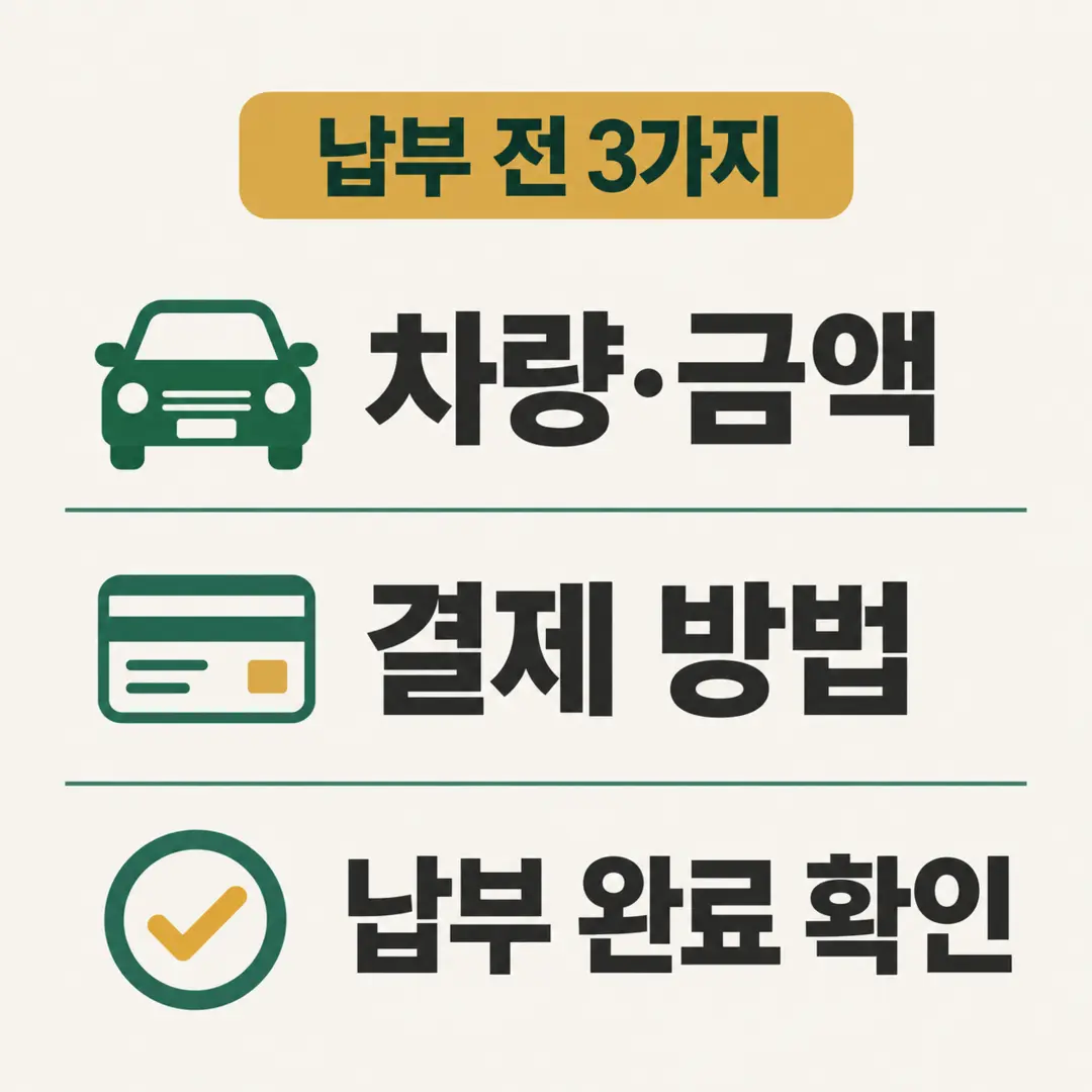 자동차세 연납 납부 전 확인할 세 가지, 차량과 금액, 결제 방법, 납부 완료 확인