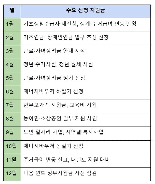 저장 필수 2026 정부지원금 캘린더