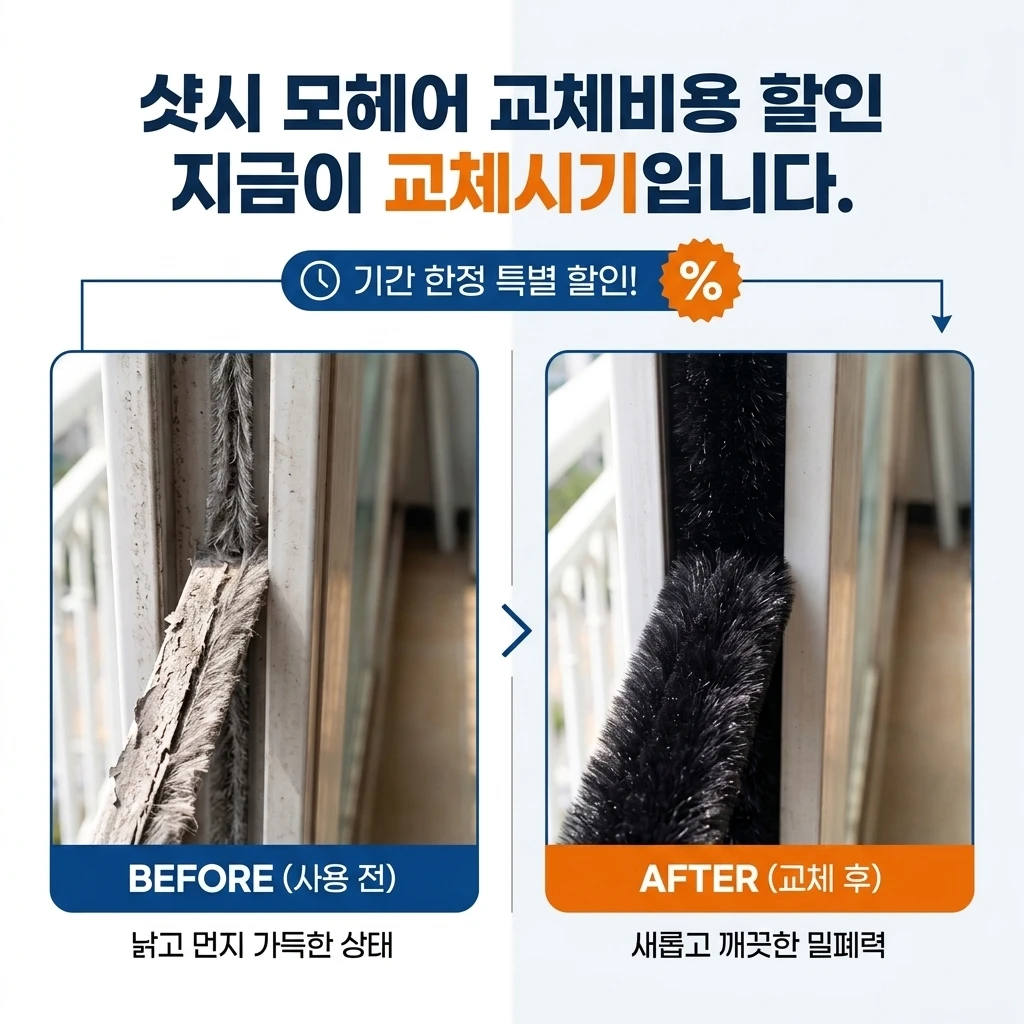 수원 15년 구축 아파트 샷시 모헤어 교체 후기 (안전 탈거부터 기밀성 복원까지)