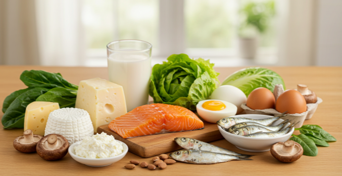 다양한 칼슘과 비타민 D가 풍부한 음식들