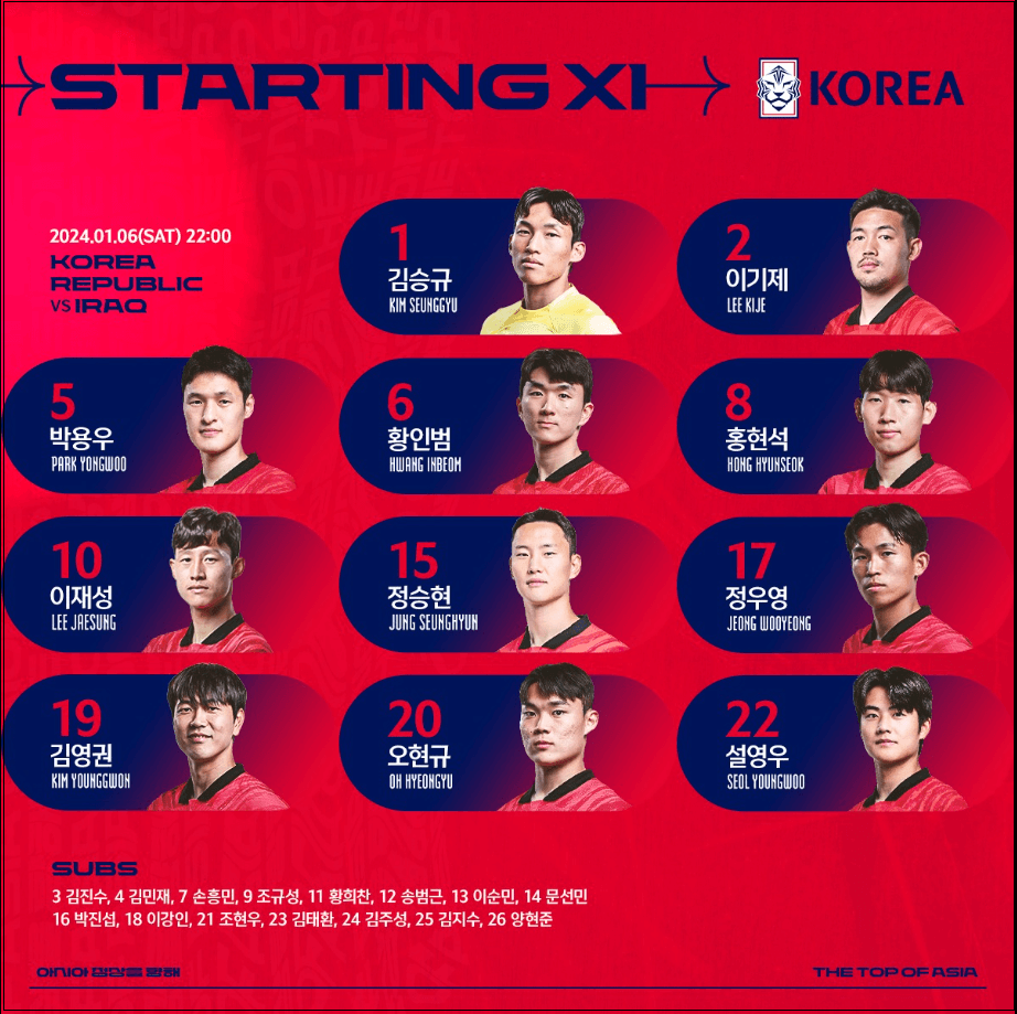 대한민국vs이라크-축구-다시보기-2023카타르아시안컵