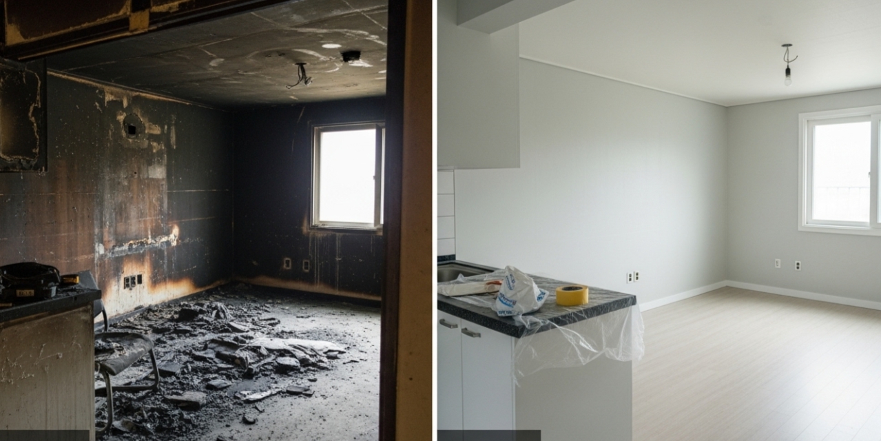 동해 화재복구 전과후 모습