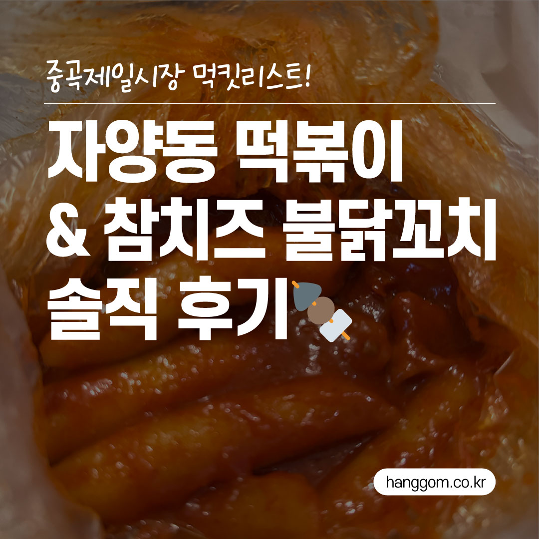 중곡제일시장 먹킷리스트! 자양동 떡볶이 &amp; 참치즈 불닭꼬치 솔직 후기