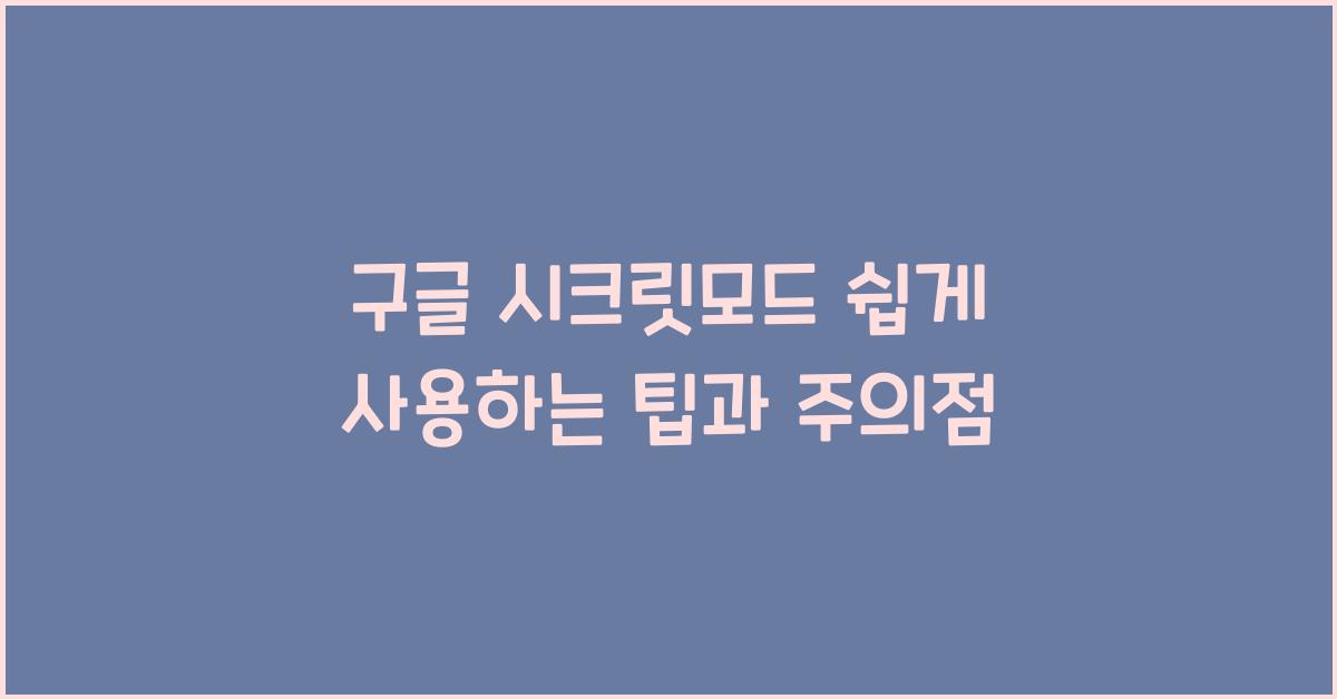 구글 시크릿모드