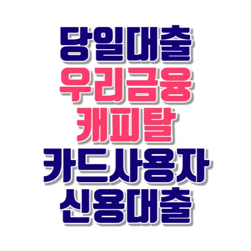 당일대출 우리금융캐피탈 신용카드소지자대출