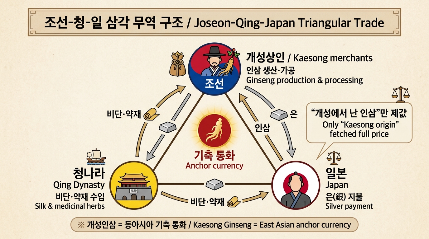 조선-청-일 삼각 무역 구조도