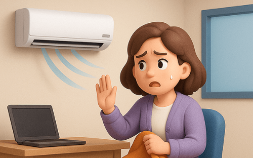 에어컨 바람을 피하는 모습