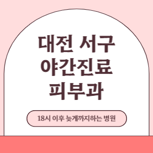 대전 서구 야간진료 늦게까지 하는 피부과 병원 (18시 이후 늦게까지하는 병원)