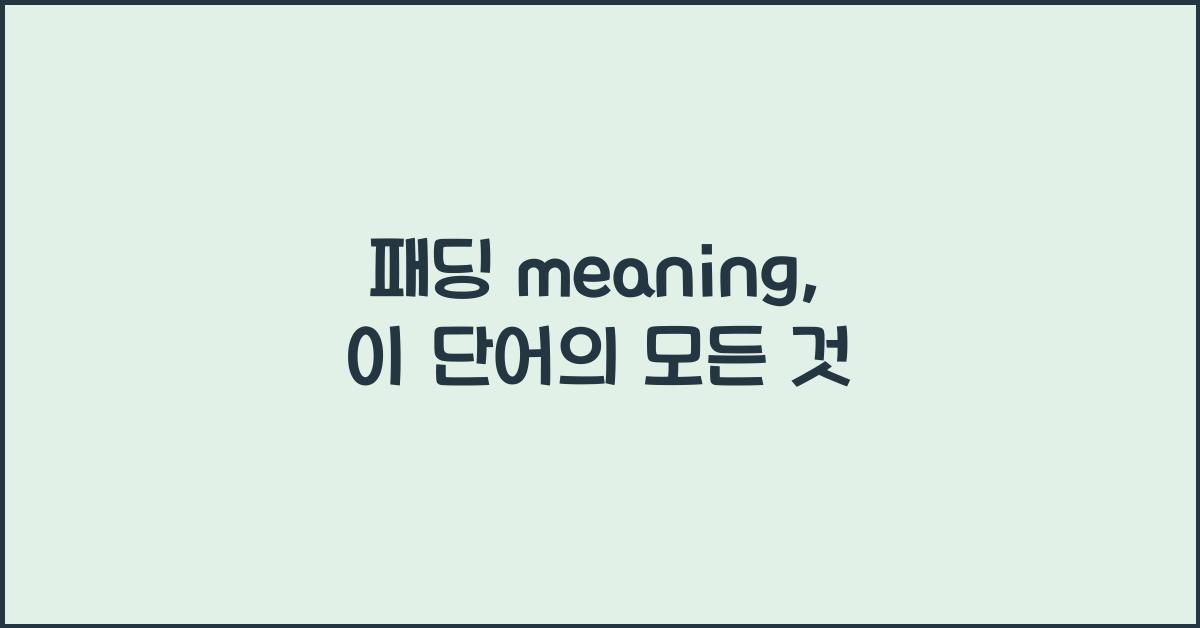 패딩 meaning