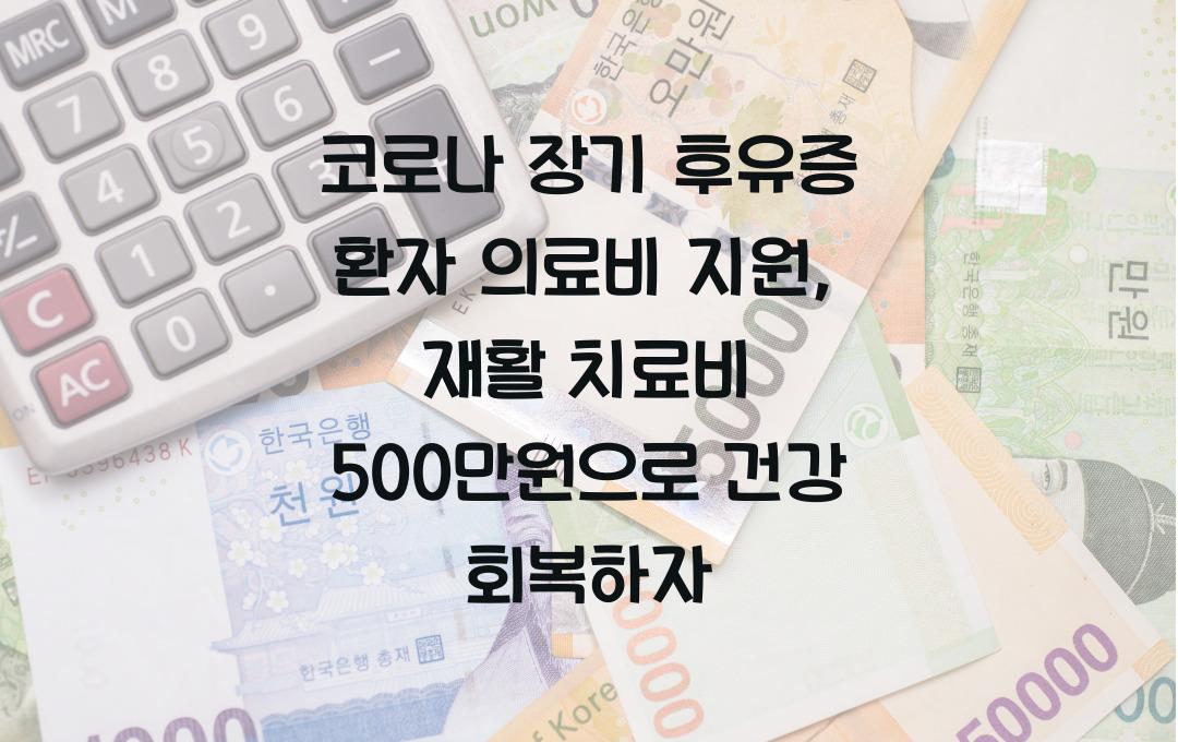 코로나 장기 후유증 환자 의료비 지원, 재활 치료비 최대 500만원 혜택