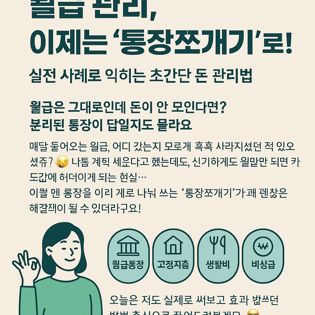 월급 관리, 이제는 &lsquo;통장쪼개기&rsquo;로! 실전 사례로 익히는 초간단 돈 관리법