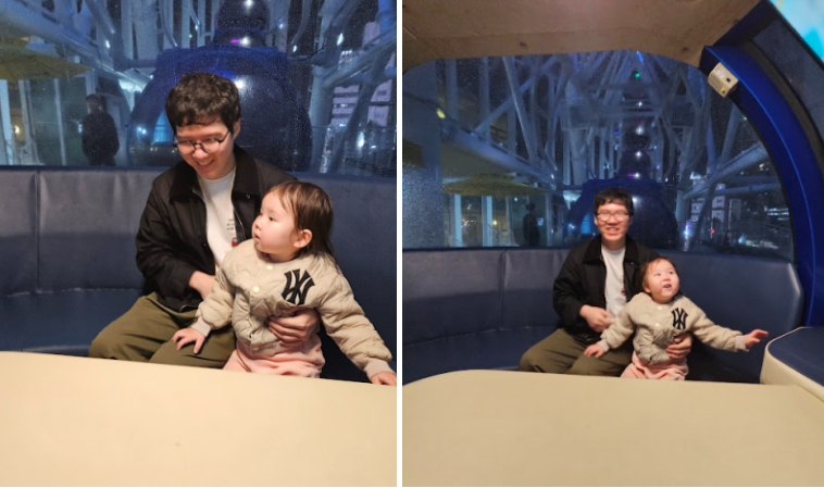 속초아이 대관람차 내부에서 찍은 가족사진