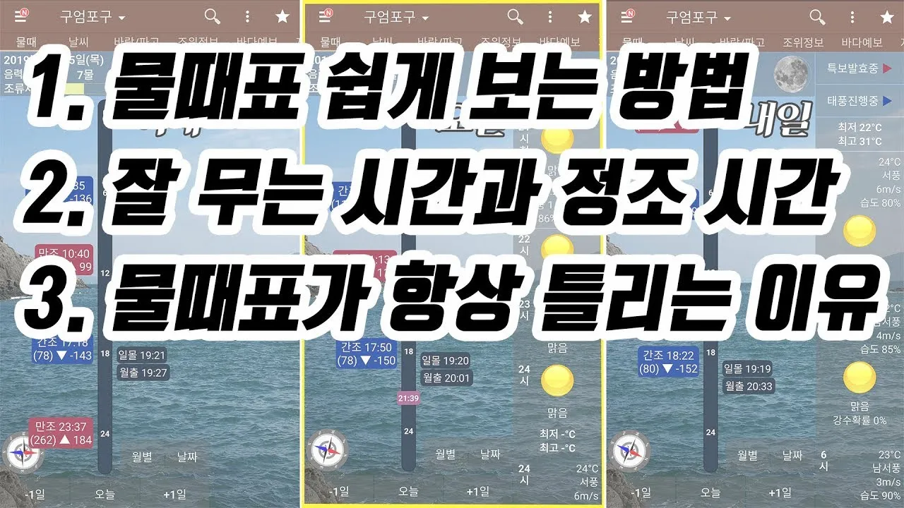 물때표 물때 시간표 낚시터 낚시 서해 남해 인천 통영 물때_3