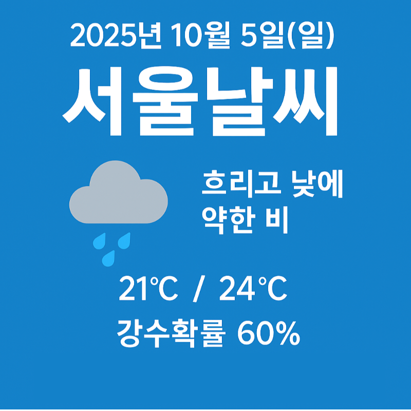 2025년 10월 5일 일요일 서울날씨