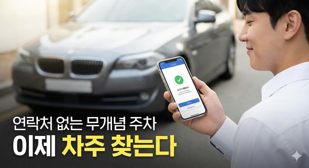 주차된 차량 앞에서 스마트폰으로 신고하는 모습답답함이 해소되는 느낌본문 4수직 주차선초보도 칼각 주차 가능