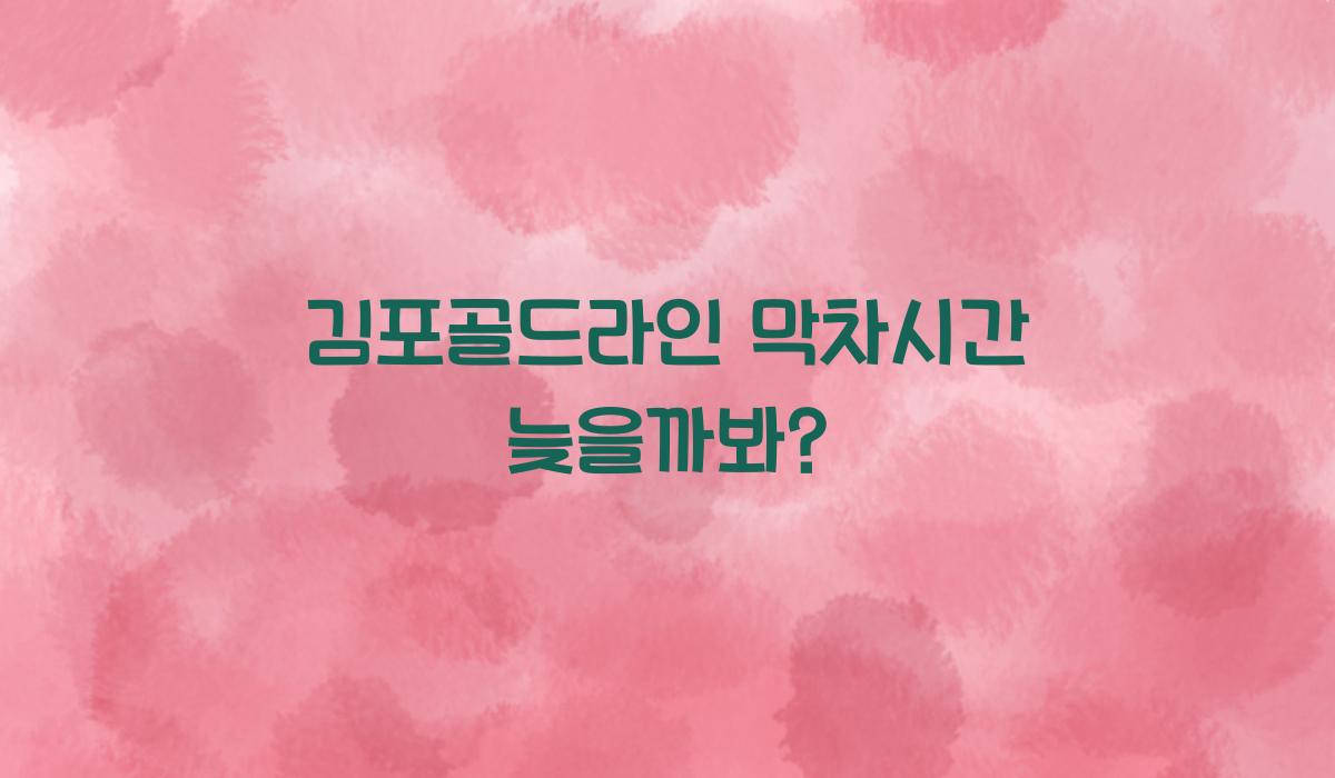 김포골드라인 막차시간 늦을까봐?