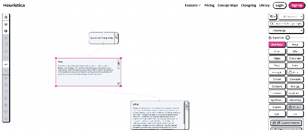 헤우리스티카를 활용한 AI 지식 구조화 마인드맵 화면