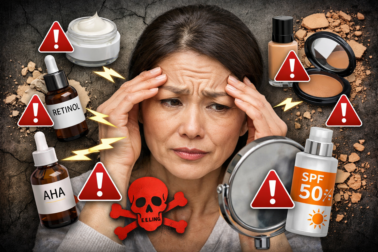 주름을 악화시키는 화장품 조합