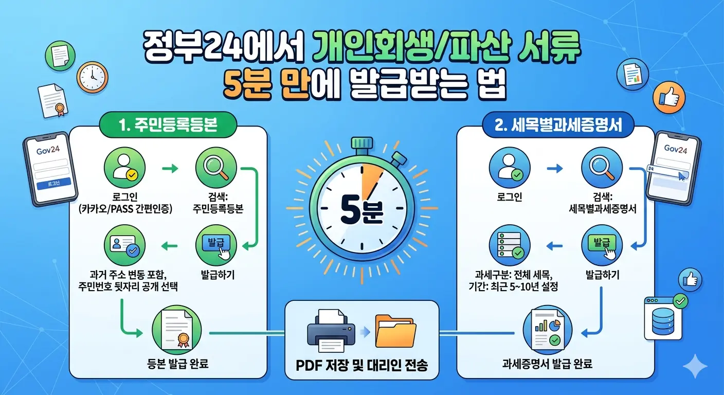 개인회생 파산 서류 정부 24 발급